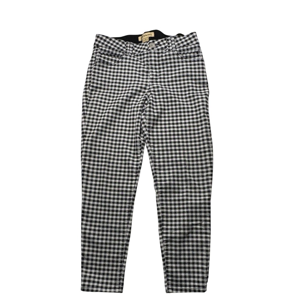 Democracy Gingham Ankle Pants Womens 10 Black White Check Ab Solution Skinny